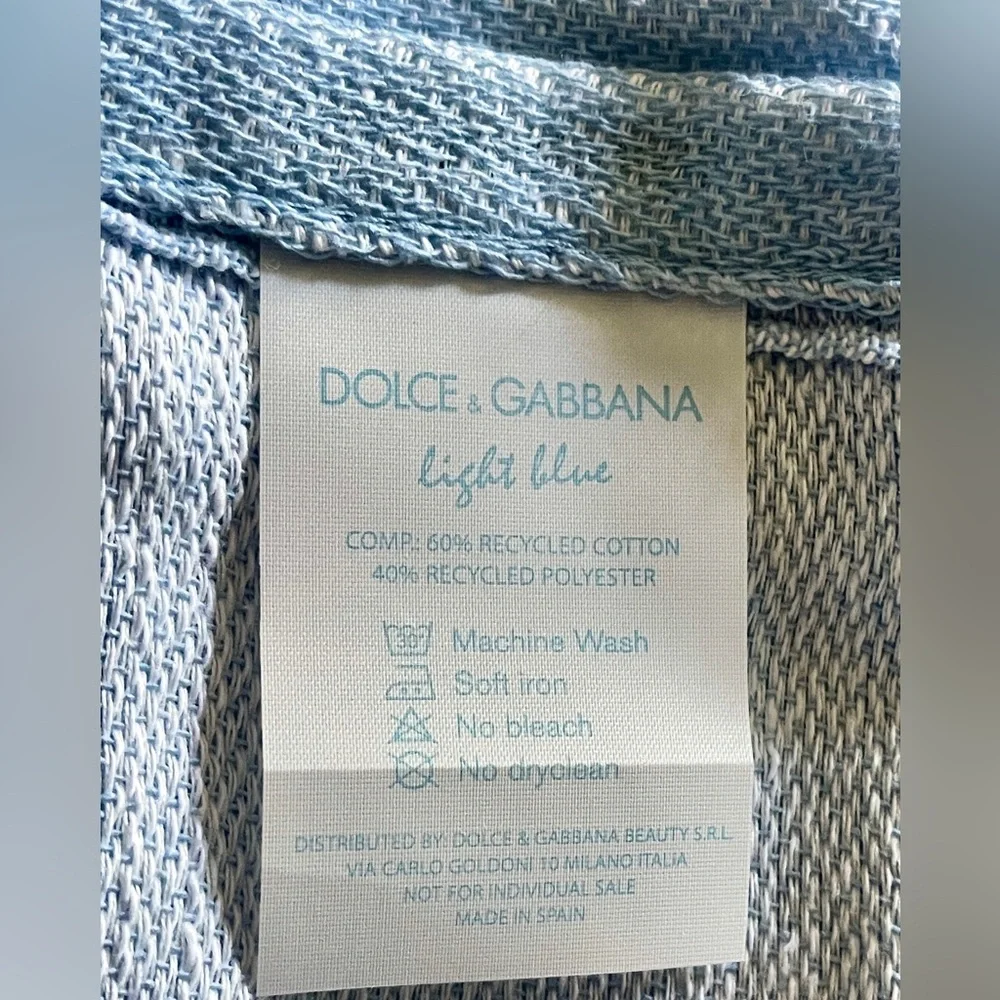 Dolce & Gabbana NEW Towel Made in Spain Light Blue Cotton